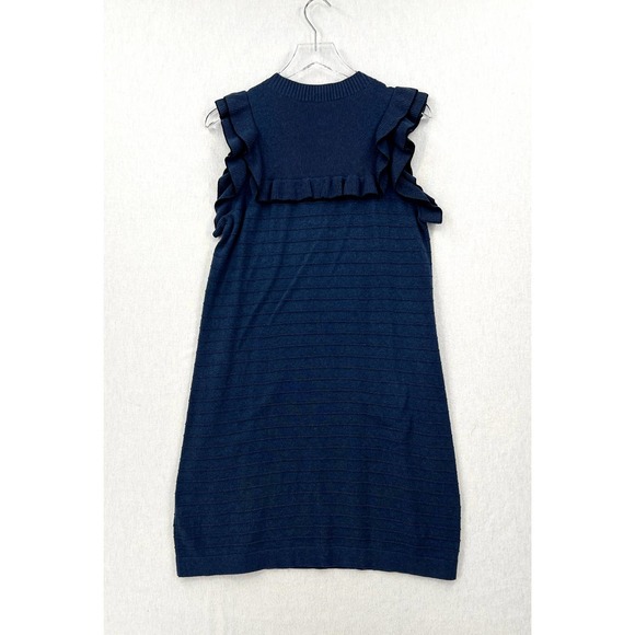 SEE BY CHLOE Dress Womens US 8 EU 44 Blue Sweater Knit Sleeveless Ruffle Trim - Picture 2 of 13